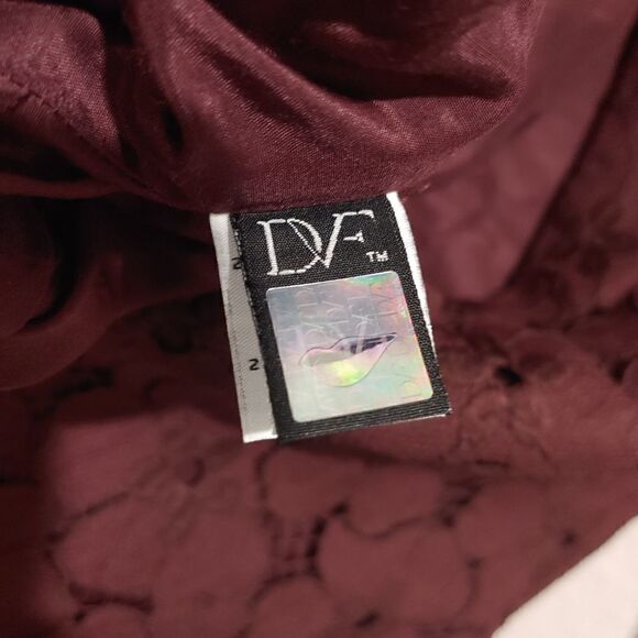 Diane von Furstenberg Aubergine Sarita Lace Dress Cocktail Burgundy Floral Sz 2 - Picture 5 of 8